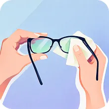 Mains nettoyant des lunettes avec un tissu microfibre propre